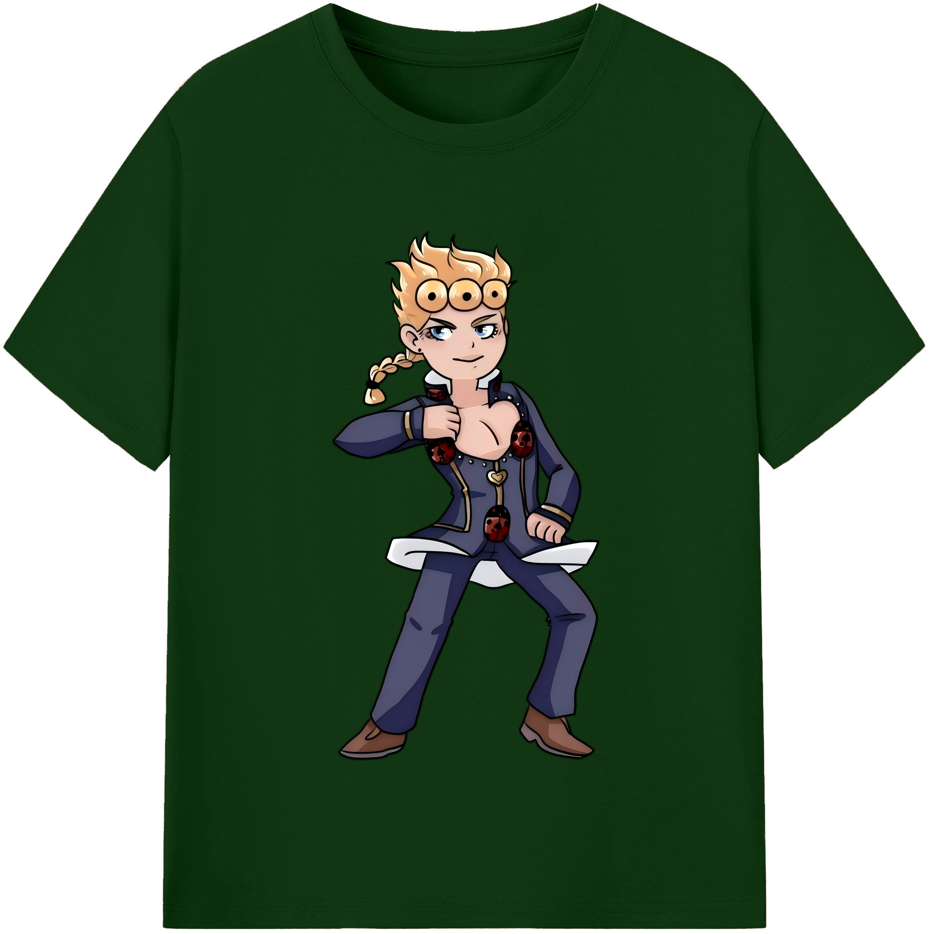 （画像用） ジョジョの奇妙な冒険 ジョルノ?ジョバァーナ JoJo's Bizarre Adventure Giorno Giovanna 綿100％半袖Tシャツ（フロントプリント）